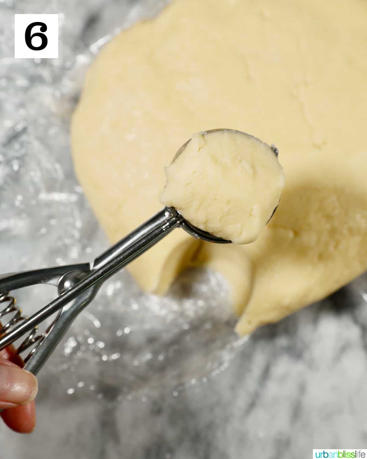 scooping out chilled cookie dough.