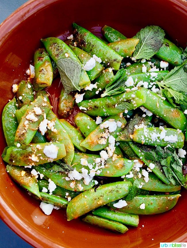 Roasted snap peas at Altabira Portland