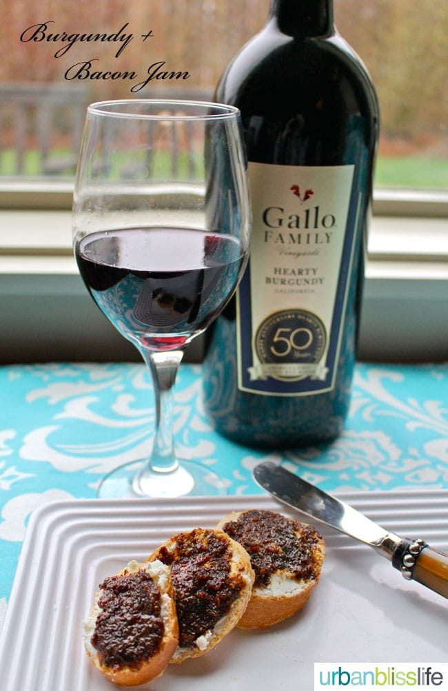 Bacon jam recipe wine pairing with Gallo Hearty Burgundy