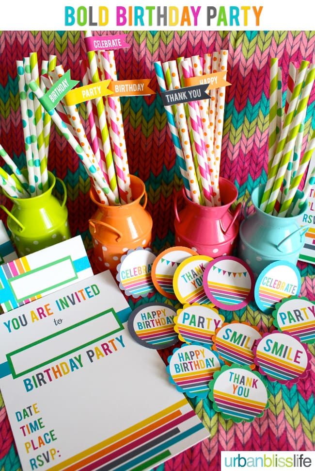Bold Rainbow Birthday Party Printables by Urban Bliss