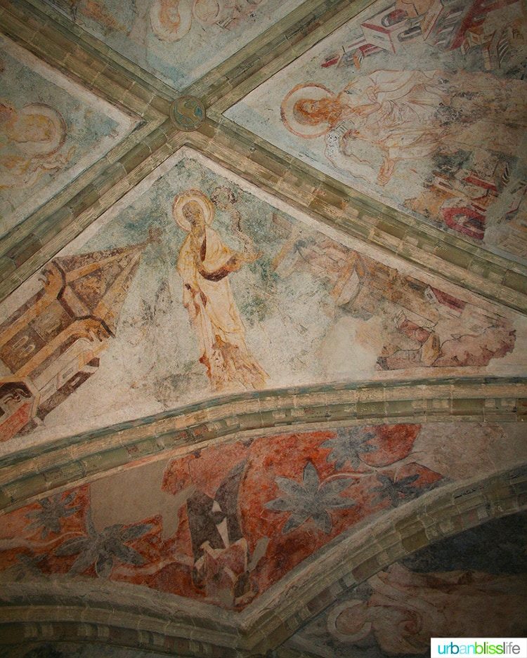 14th century paintings in Chillon castle chapel