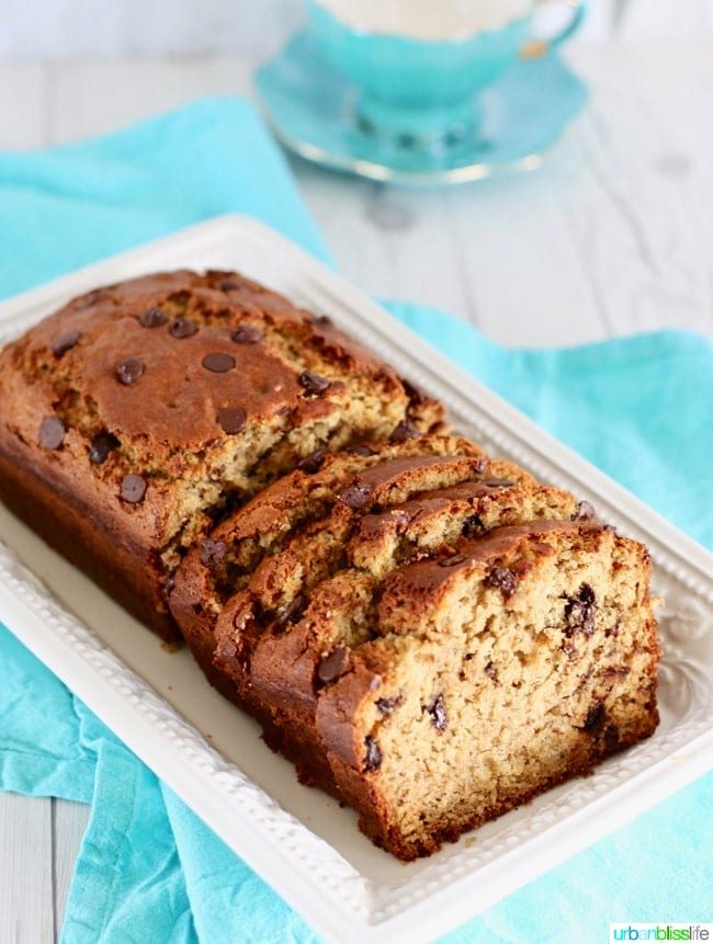 Chocolate Chip Banana Bread recipe on UrbanBlissLife.com