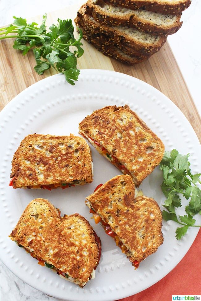 Chorizo Queso Pepper sandwiches on a plate