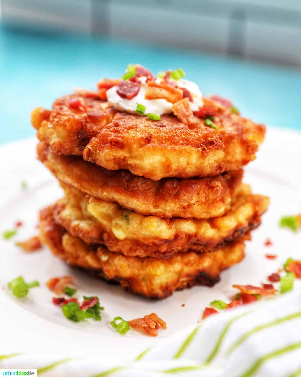 stack of corn fritters