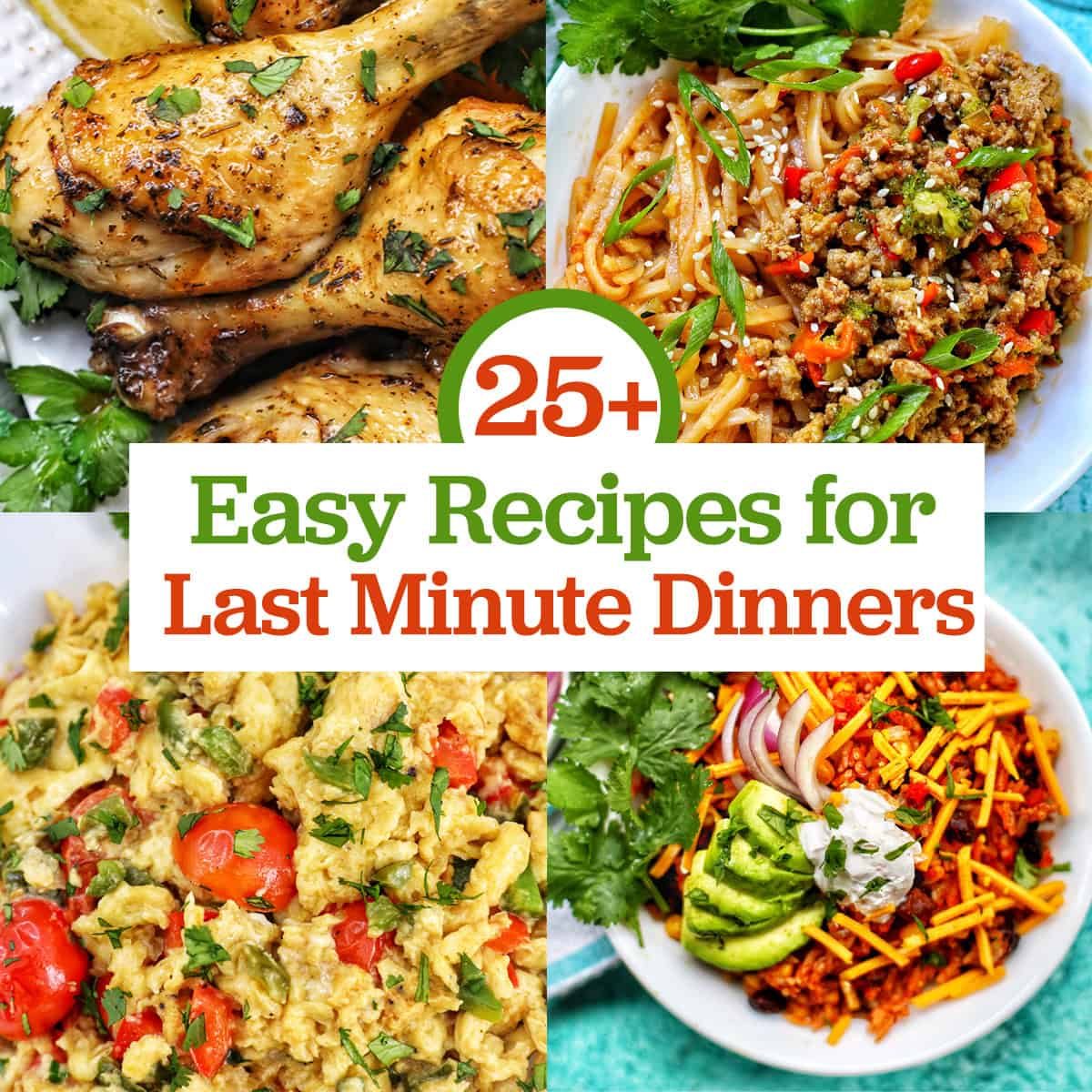 Pressure-cooker Chicken drumsticks, ground turkey teriyaki, egg vegetable scramble and vegetarian burrito bowl with title text overlay "25+
