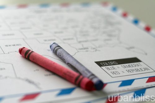 Election Night Coloring Map by Urban Bliss