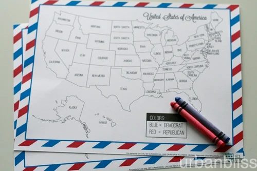 Election Night Coloring Map