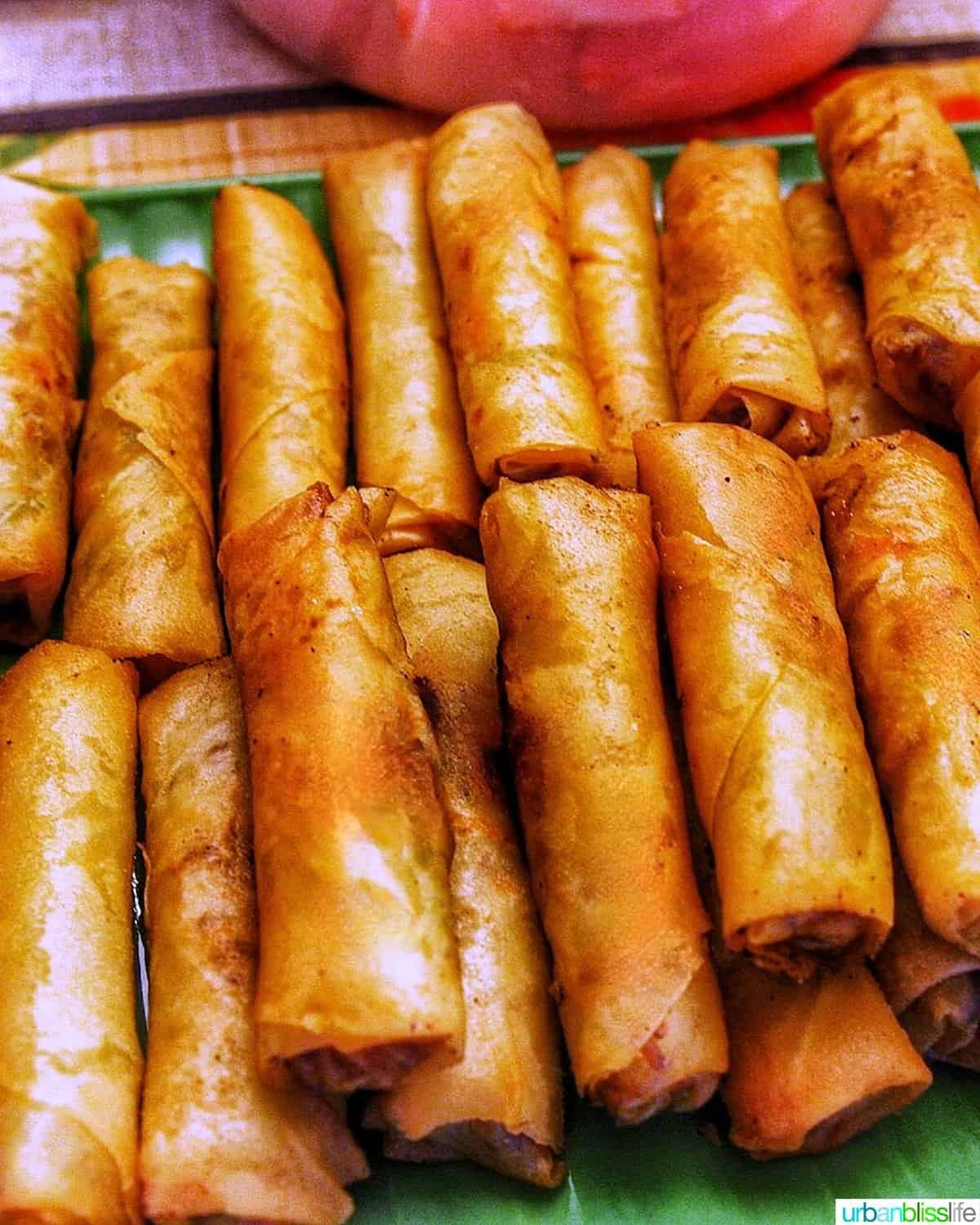 Tray of Filipino lumpia