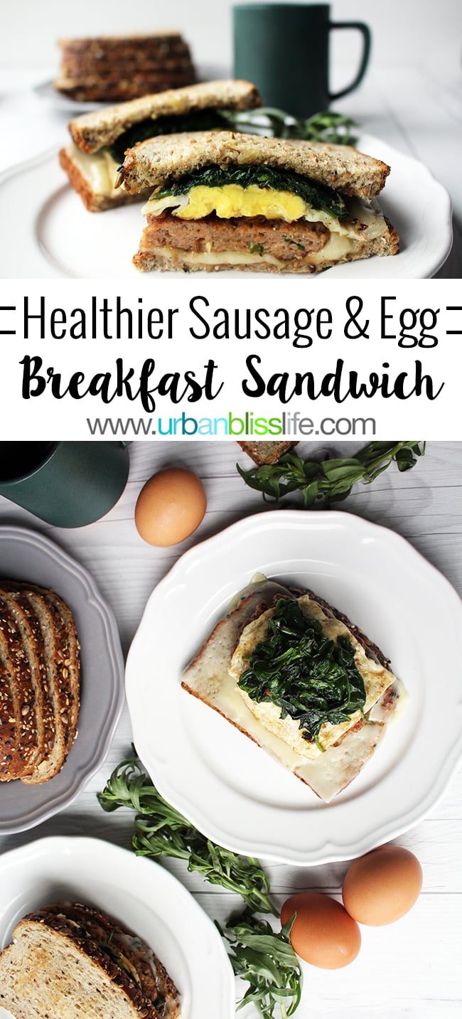 Healthier Sausage and Egg Breakfast Sandwich recipe on UrbanBlissLife.com