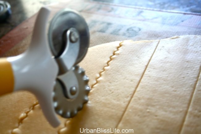 Homemade Cheez-its dough and cutter
