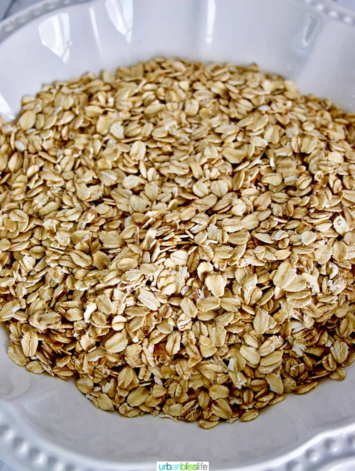 bowl of oats to make granola.