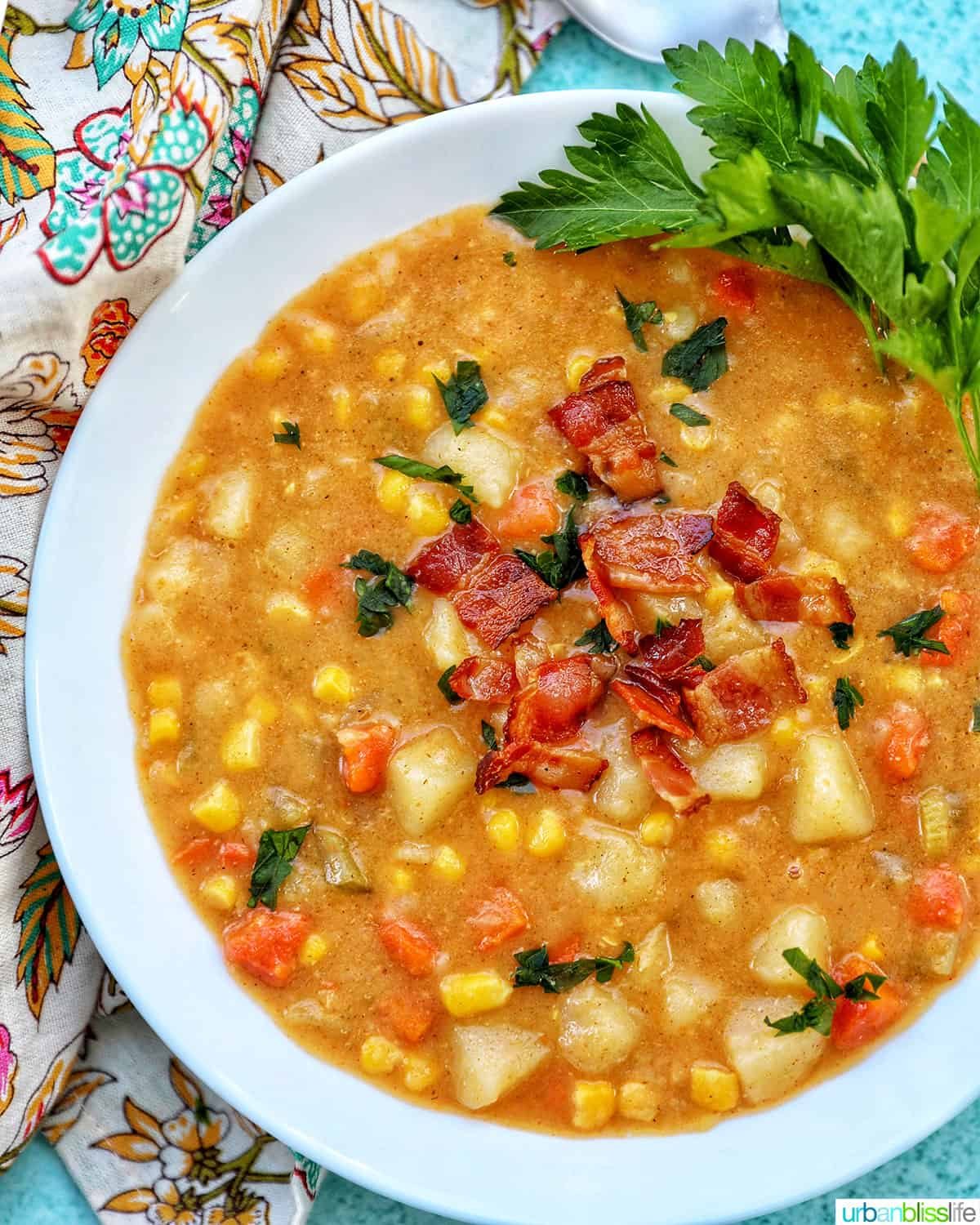 bowl of Pressure-cooker Potato Corn Chowder