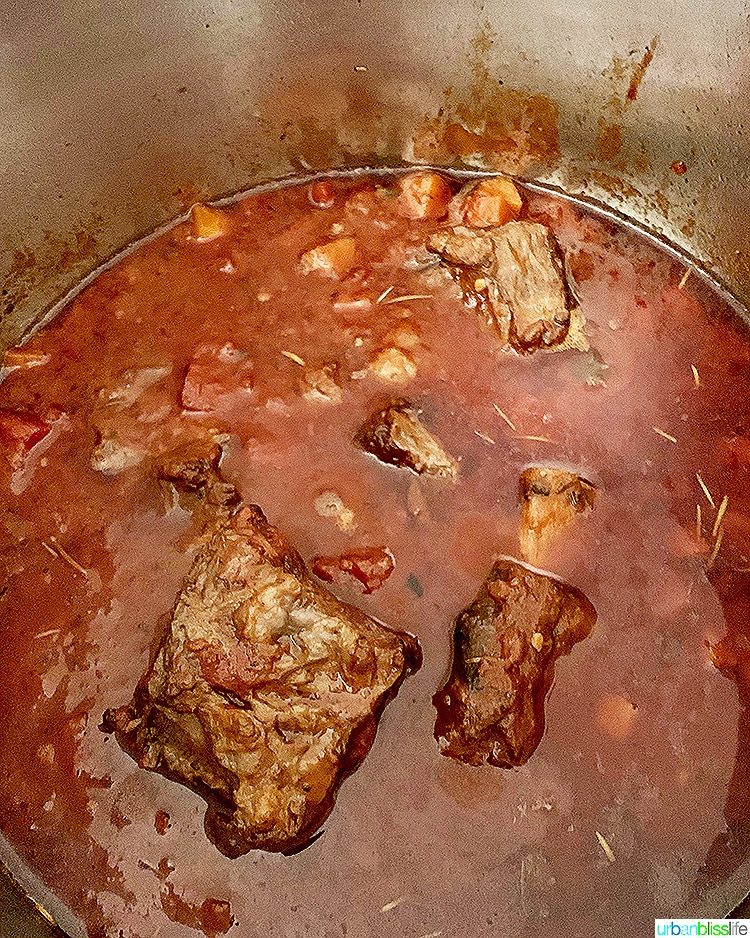 Pressure-cooker Short Rib Ragu cooking