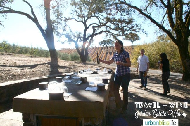 Field wine tasting at Jordan Estate Winery Sonoma California