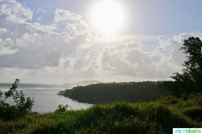 sun shining over ocean in Kauai