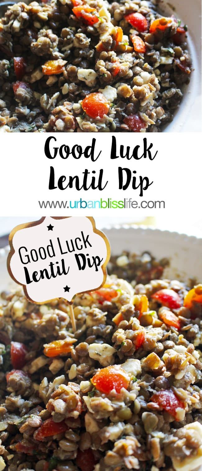 Good Luck Lentil Dip Recipe is hearty, nutritious, and tasty! Recipe on UrbanBlissLife.com