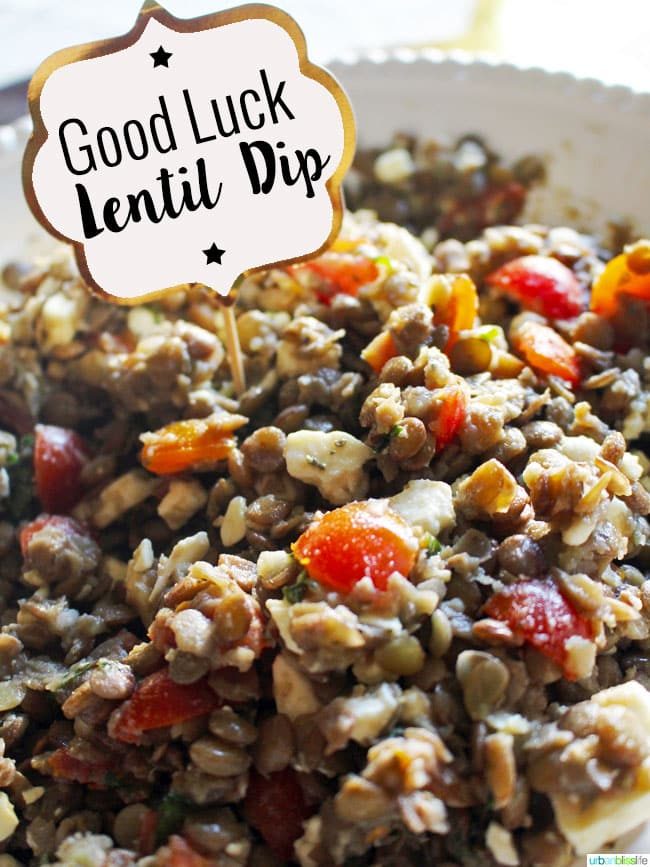 Good Luck Lentil Dip Recipe is hearty and tasty! Recipe on UrbanBlissLife.com