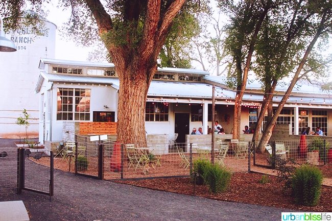 restaurant at dusk Los Poblanos Inn Albuquerque New Mexico
