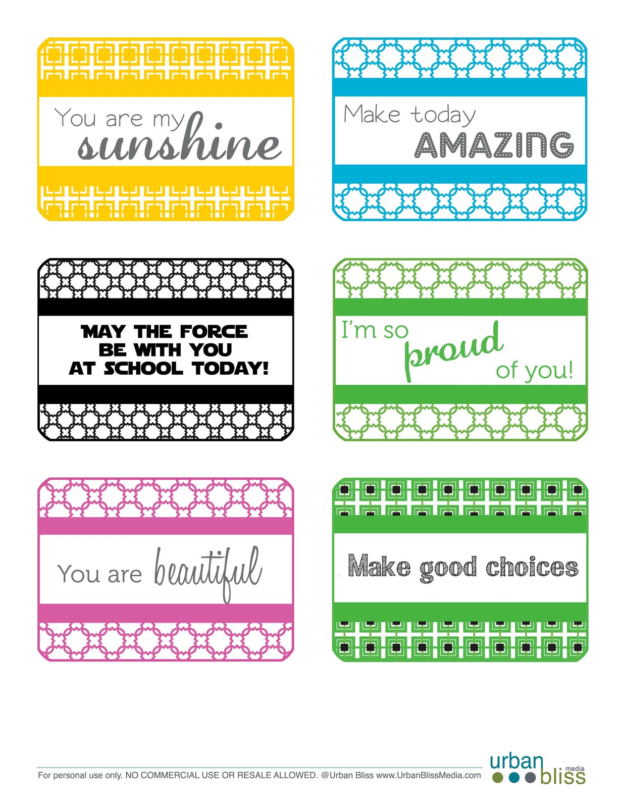 Lunchbox Love Notes by Urban Bliss