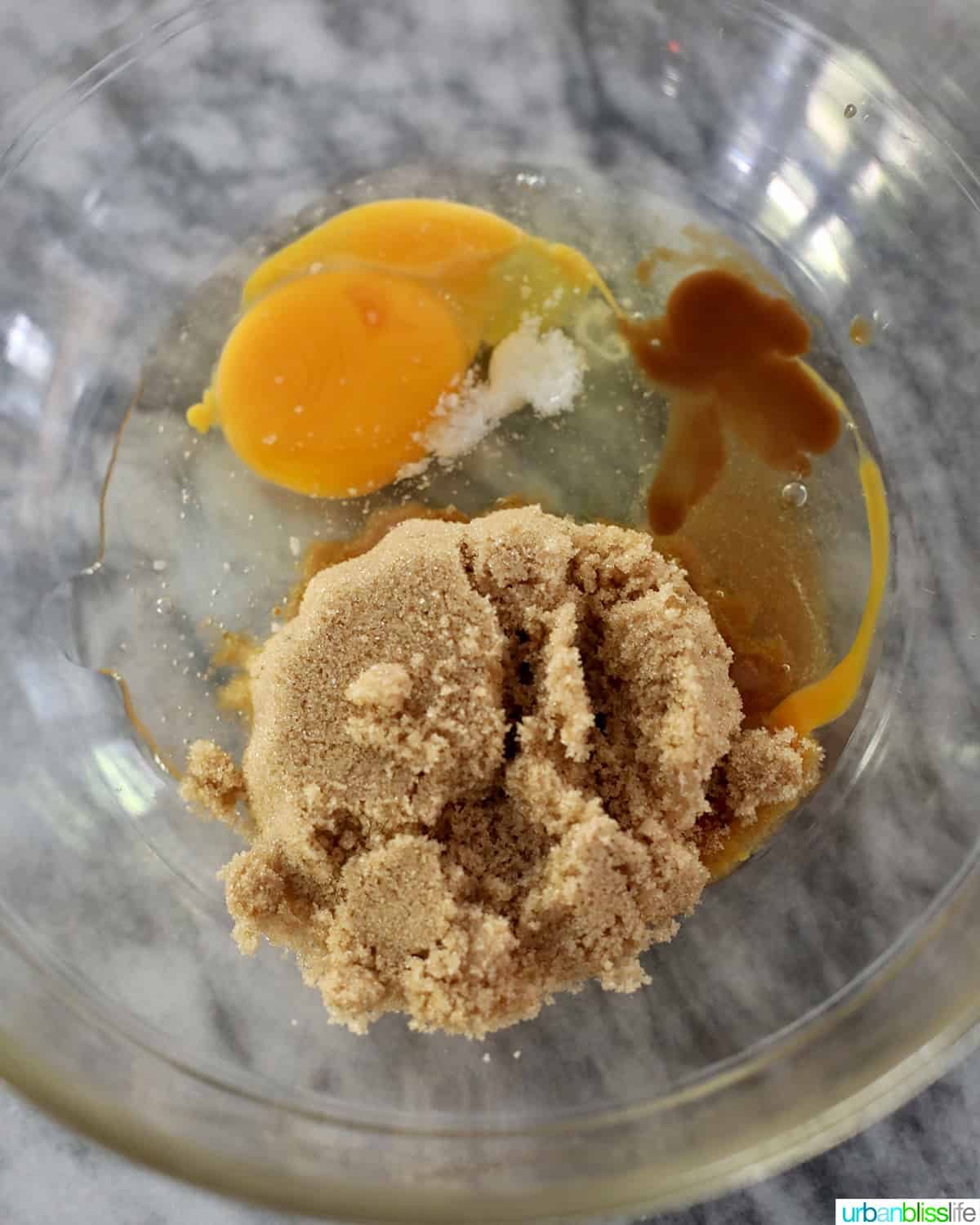 sugar and eggs for mini pecan pies