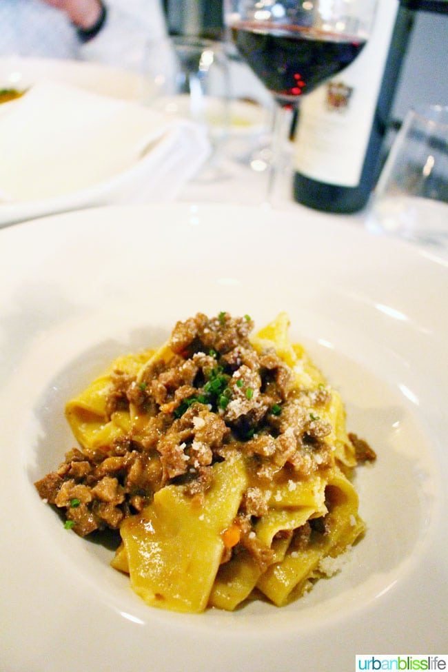Pappardelle pasta at Mucca Osteria restaurant in Portland, Oregon
