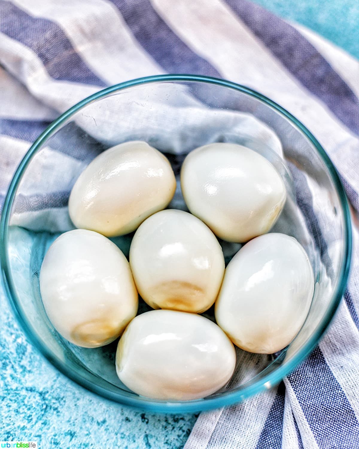 Pressure-cooker Hard Boiled Eggs in a bowl