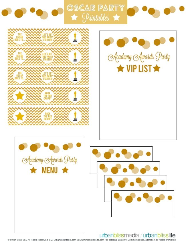 Oscar Party Printables Set by UrbanBlissLife