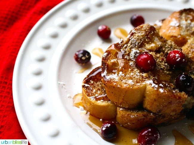Overnight Baked French Toast recipe on UrbanBlissLife.com