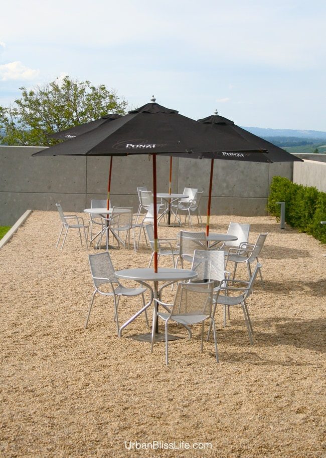 Ponzi winery patio seating