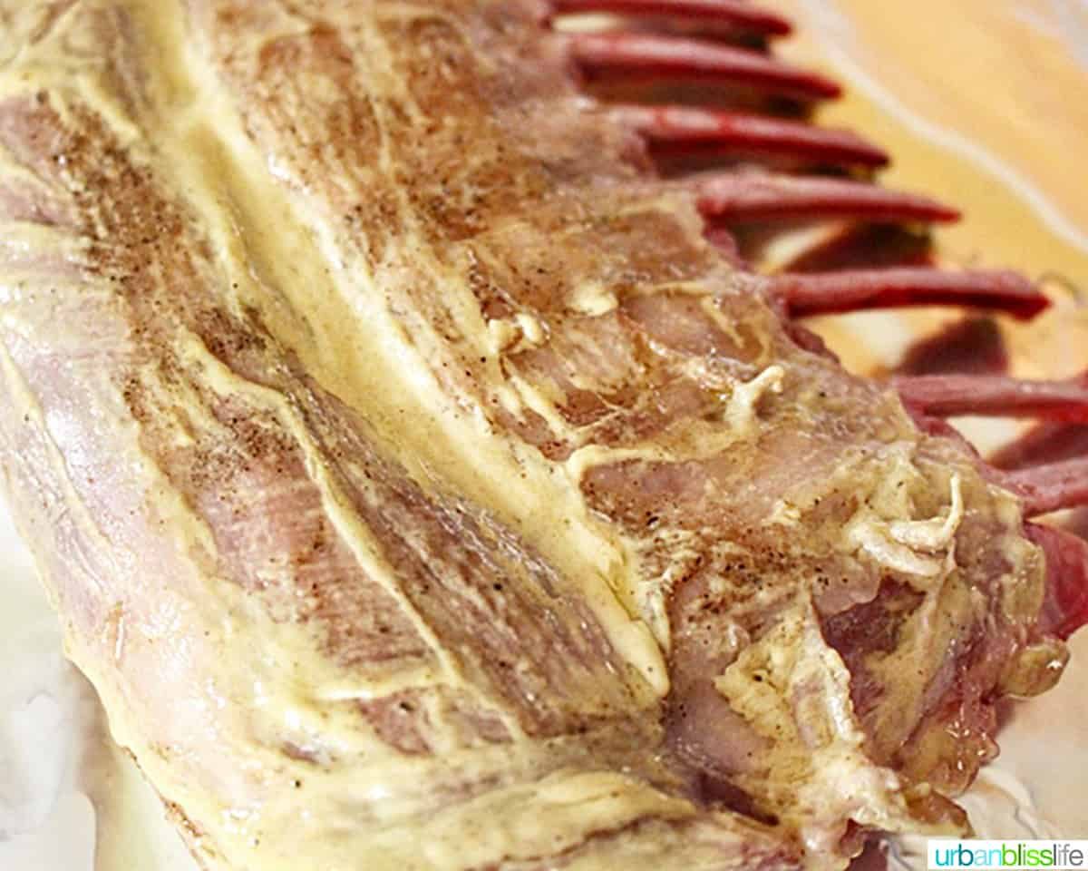 mustard over rack of lamb