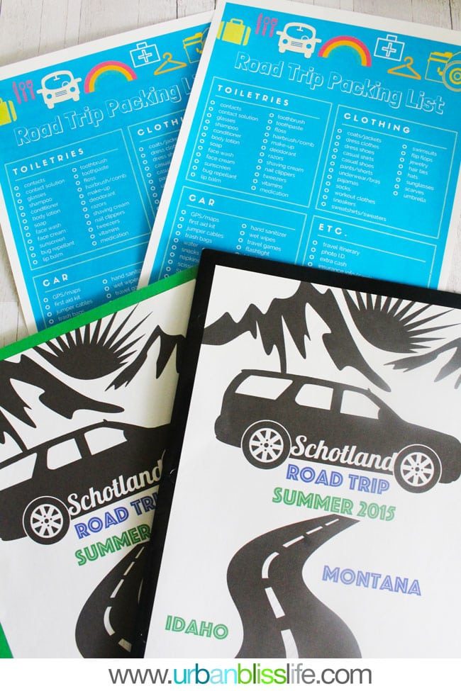 Road Trip Packing Checklist Printables