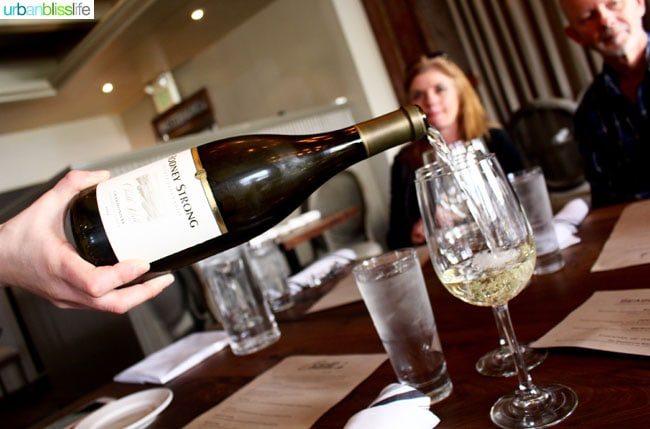 Rodney Strong chardonnay being poured into a glass