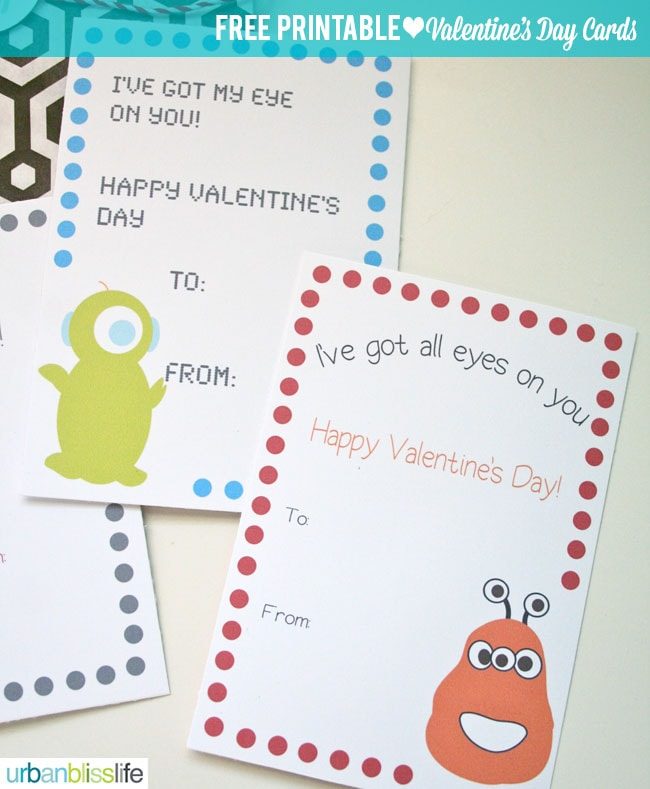 Silly Monster Valentine's Day Card Printables