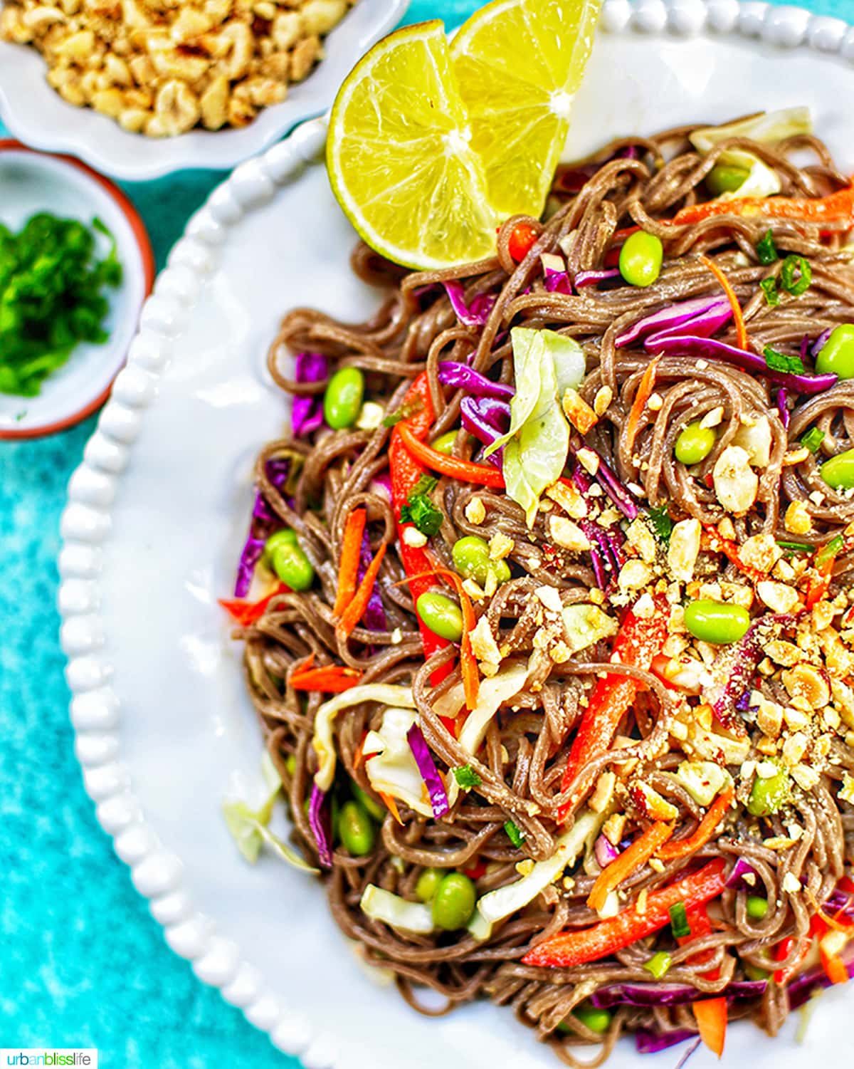 soba noodles with vegetables and peanut sauce