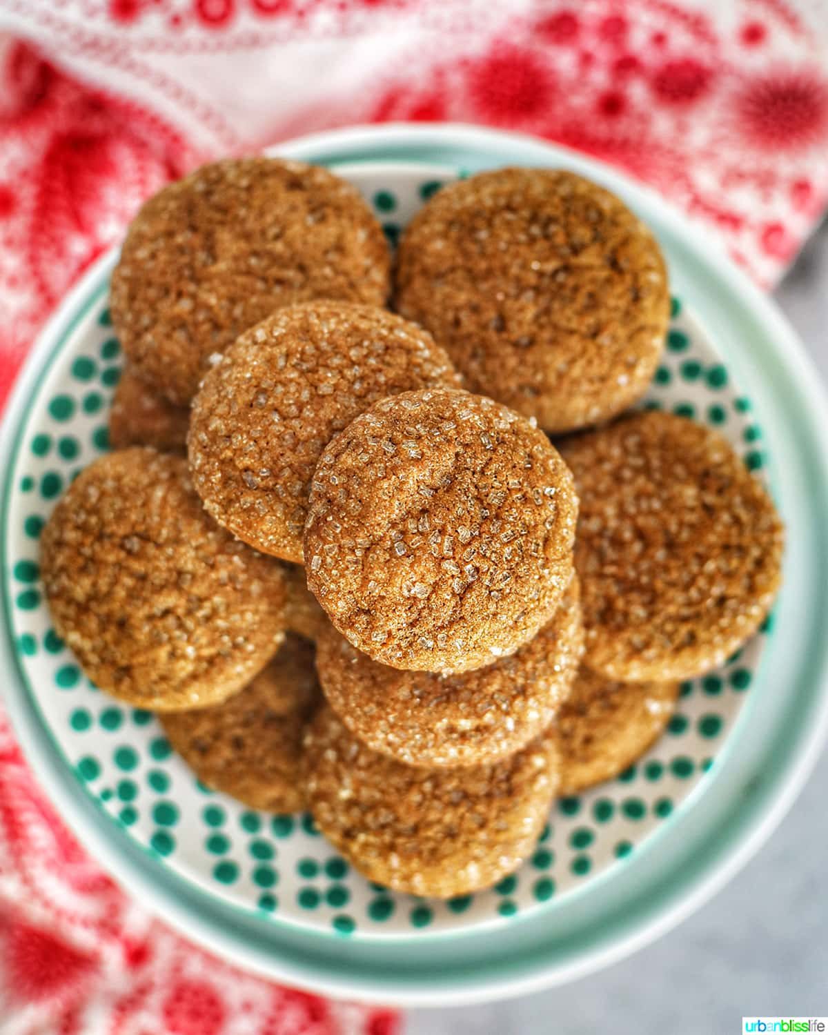 Soft Chewy Ginger Molasses Cookies on a plate