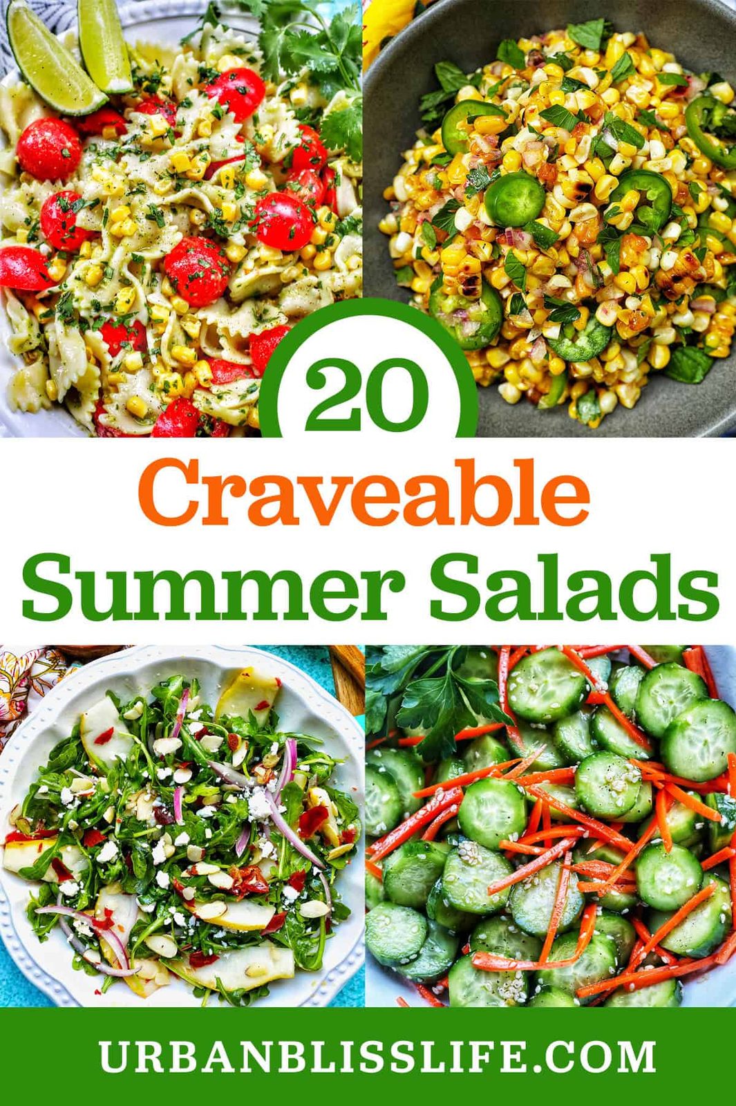 Craveable Summer Salads with title text overlay.