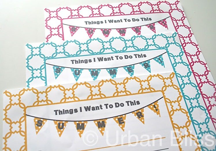 Things We Want to Do This Summer Printable