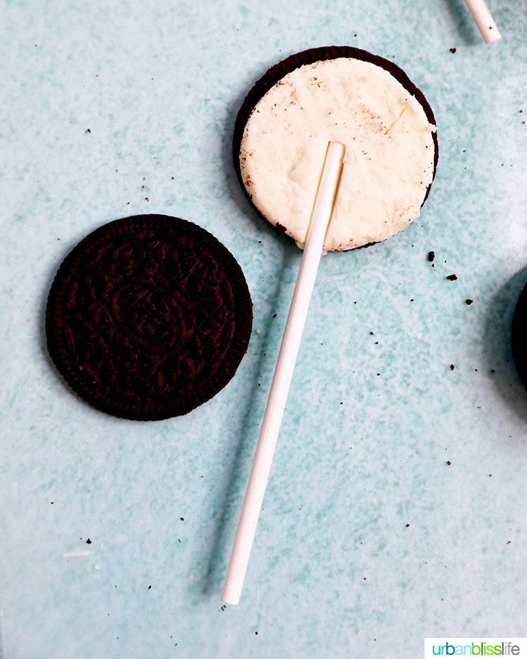 lollipop stick in OREO cookie