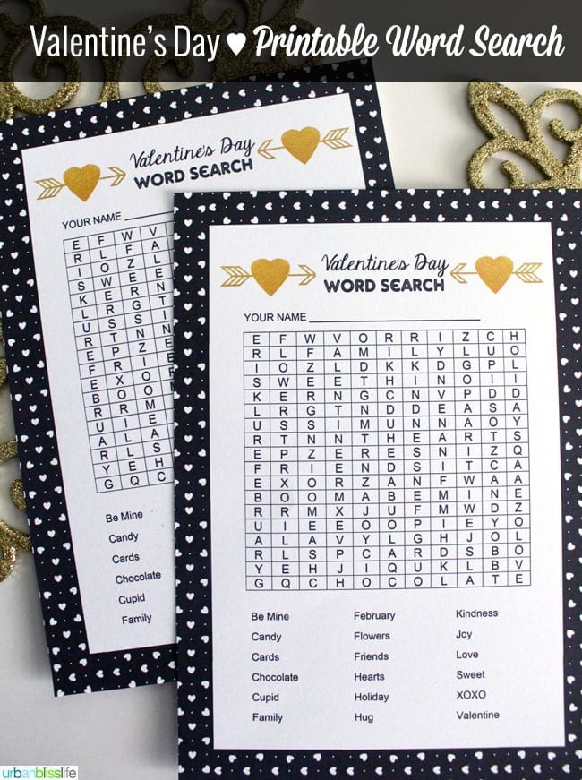 Free Printable Valentine Cards - word search activities