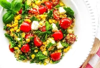 Quinoa Caprese Salad with Sweet Corn