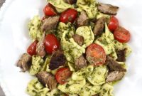 Creamy Pesto Steak and Tortellini Delight