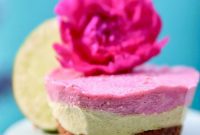 Luscious Lime & Avocado Mini Cheesecakes with Dragon Fruit Swirl