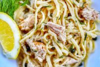 Tuna Pasta in Creamy Caper White Wine Sauce