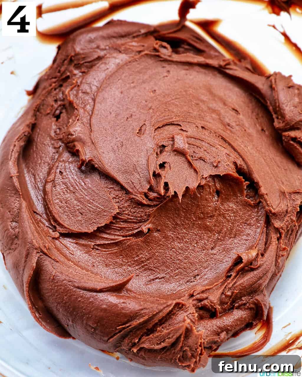 Velvet Chocolate Fudge Cupcakes 8 whipped chocolate ganache in a bowl.