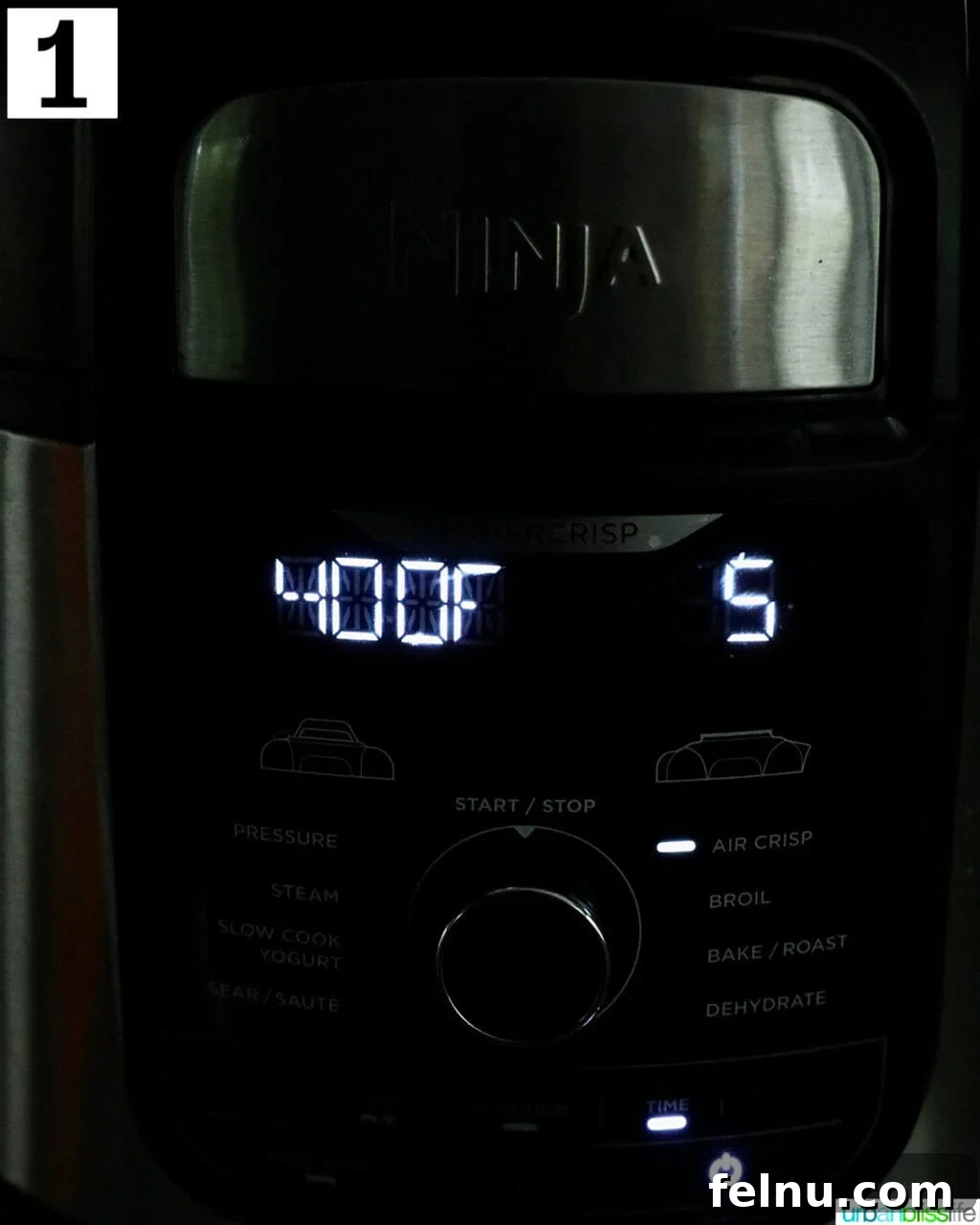 Effortless Air Fryer Steak Morsels 5 ninja air fryer set to 400 degrees for 5 minutes.