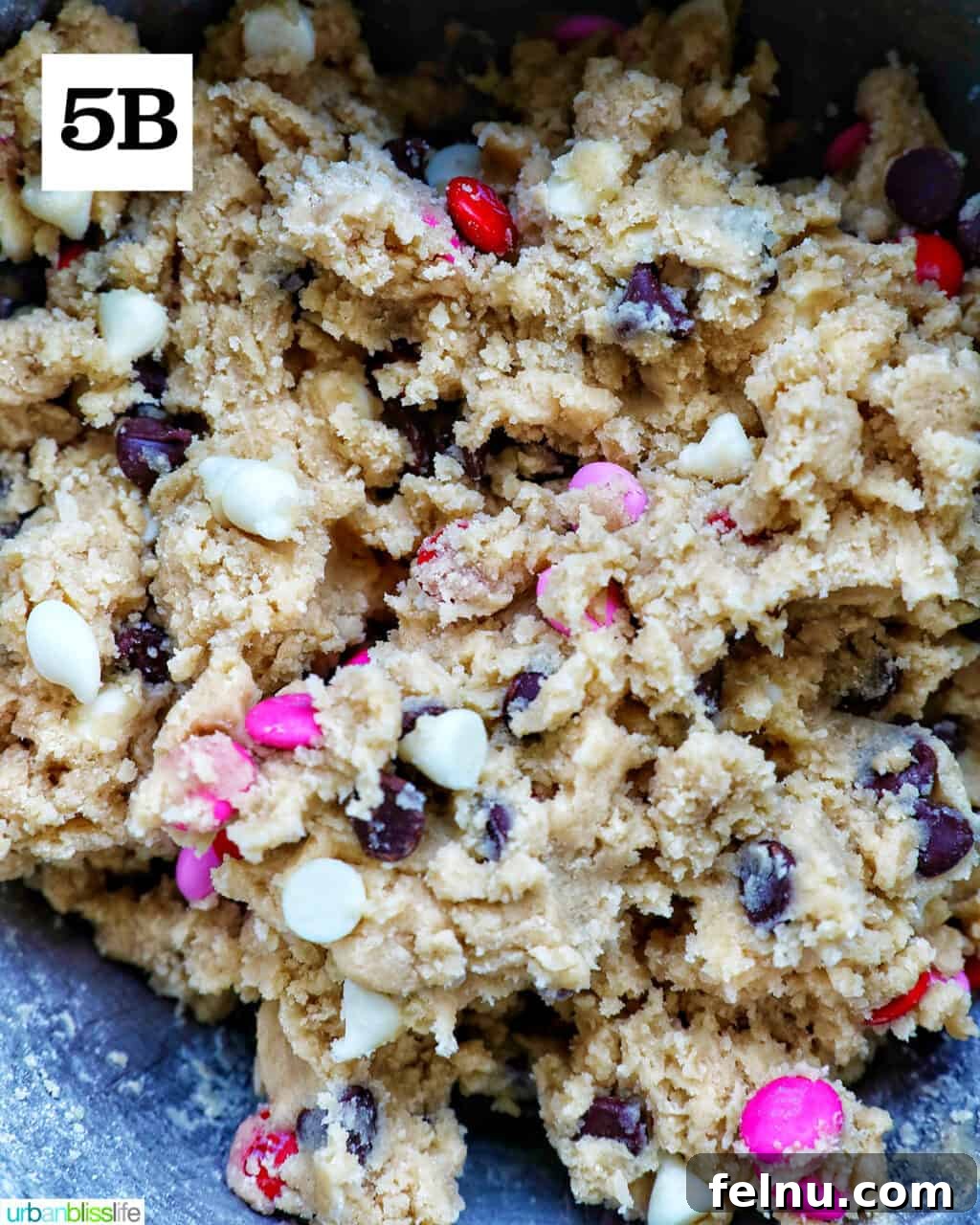 Love Struck Cookie Cake 12 Valentine's Day cookie in a stand mixer bowl.