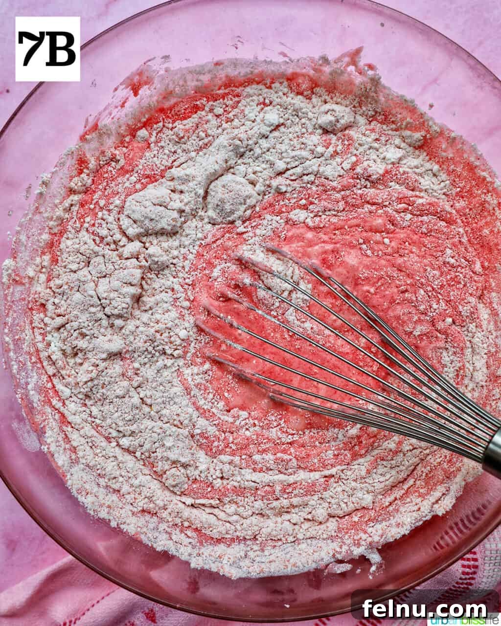 Strawberry Shortcake Crunch Cupcakes 16 Mixing the dry and wet ingredients until just combined.