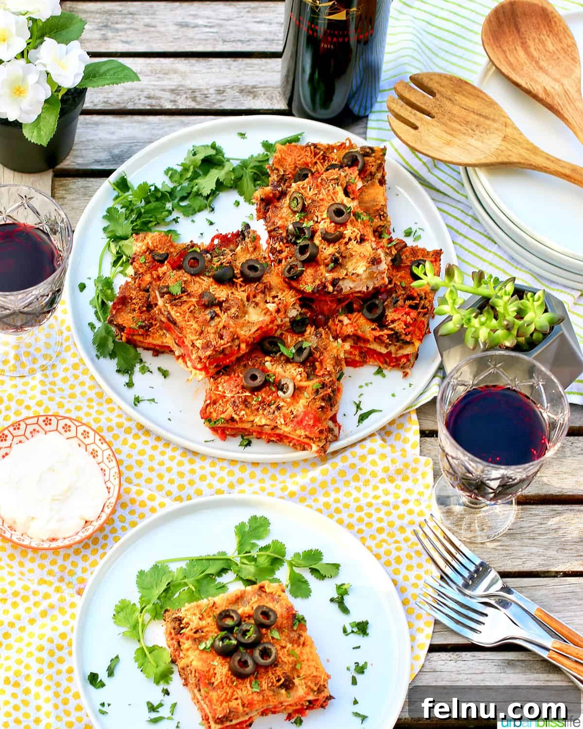 The Perfect Wine to Serve with Lasagna 3 Mexican Lasagna with red wine glasses