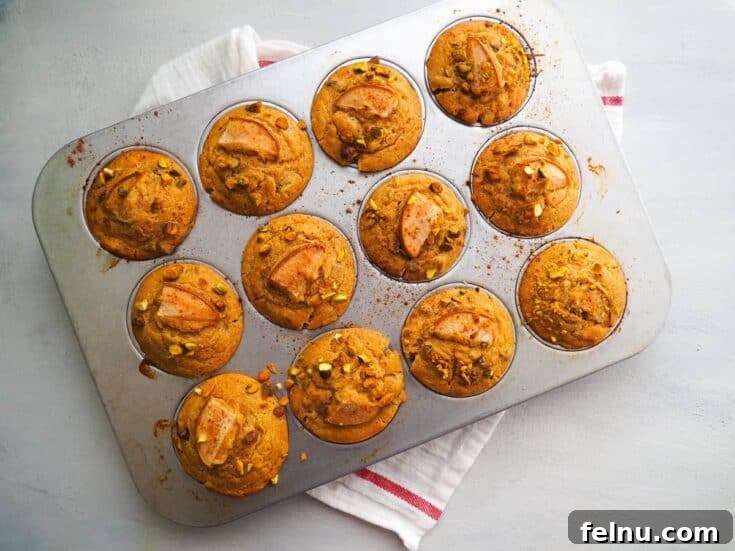 Honey Pear Pistachio Muffins with Quinoa Flour