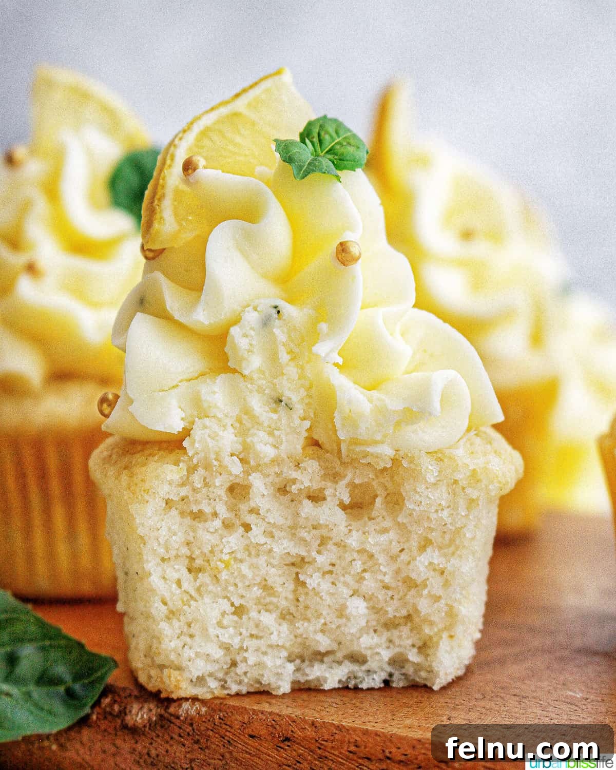 Lemon Basil Bliss Cupcakes 18 Lemon Basil Cupcake Cut in Half